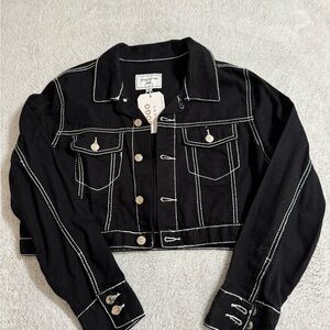 GOGO Black Denim Jacket with Contrast Stitching